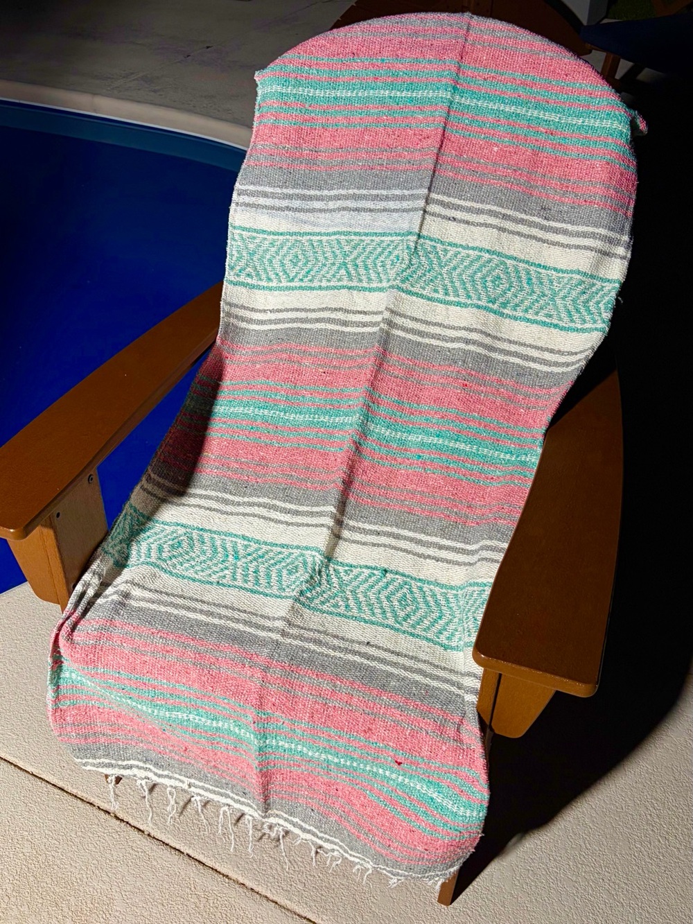 Mexican Falsa Blanket – Woven Striped Serape Throw with Fringe